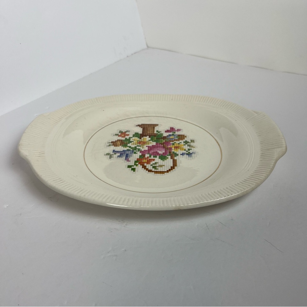 Salem China Co Basket Petitpoint Oval Serving Plate Vintage USA 1940’s Floral - Picture 6 of 9